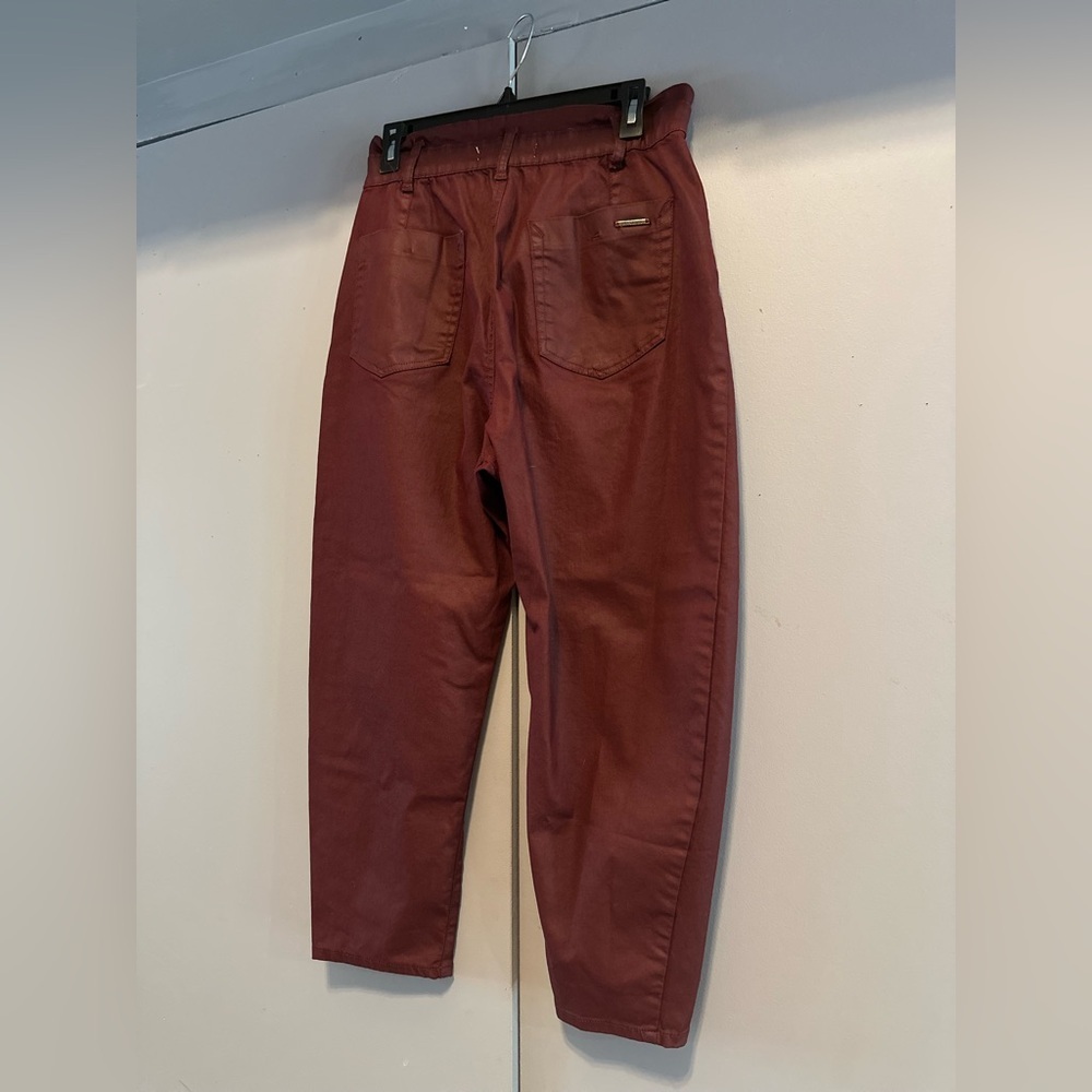Zara - Denim Burgundy Pants (Size 8) - Picture 7 of 10